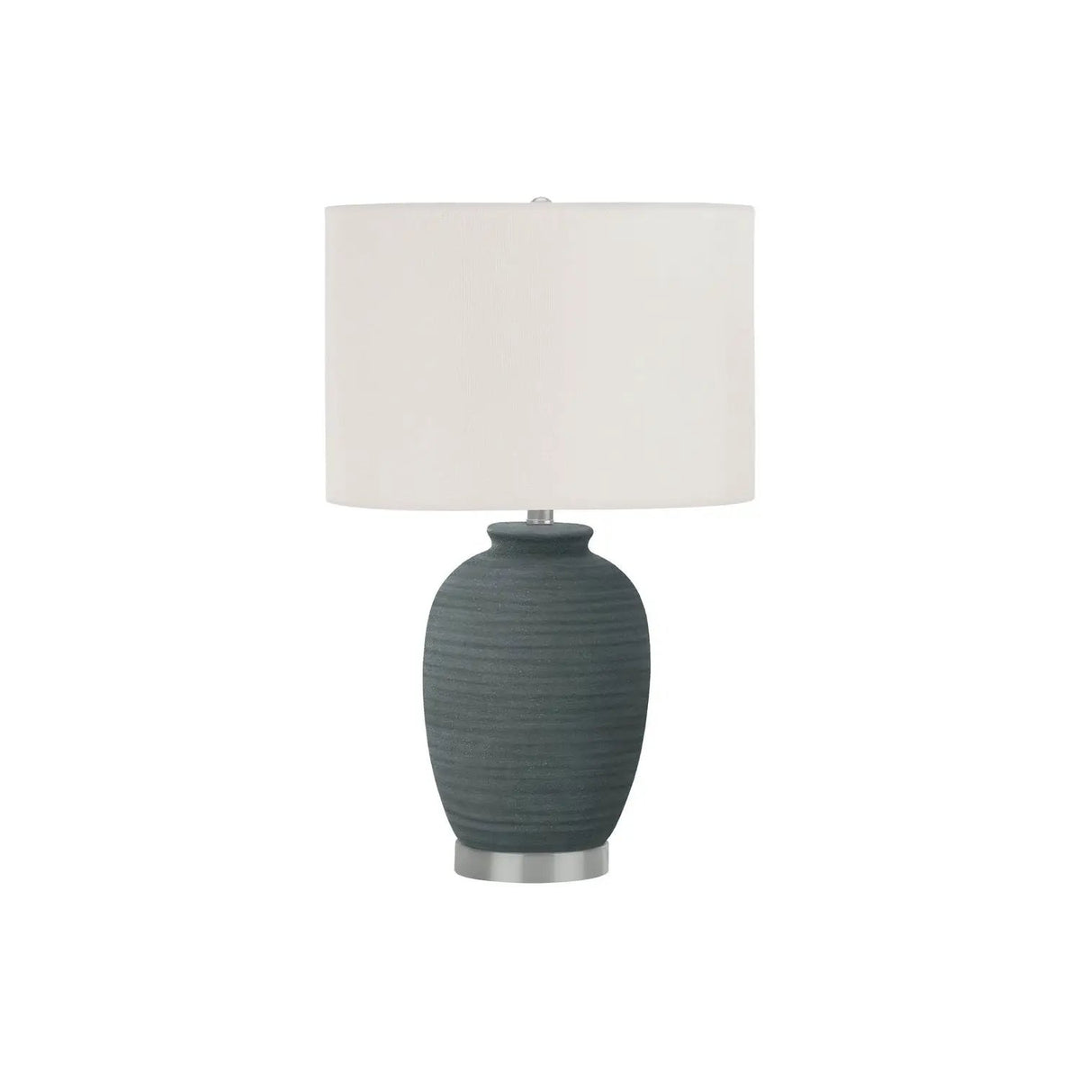 Blue Ceramic Table Lamp | Textured Base | 24 Inch Height | Ivory Cream Shade