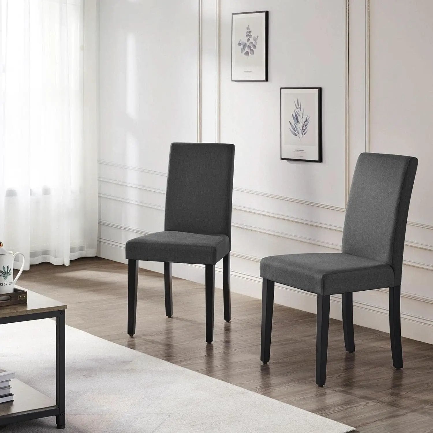 Dark Grey Upholstered Dining Chairs Set Of 4 With Wood Legs from PriceLows™