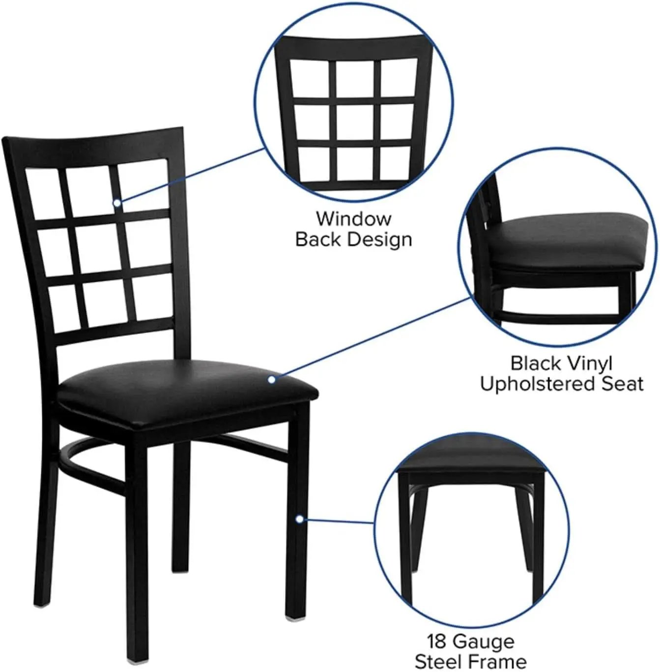 Hercules Series Window Back Restaurant Chair Black from PriceLows™