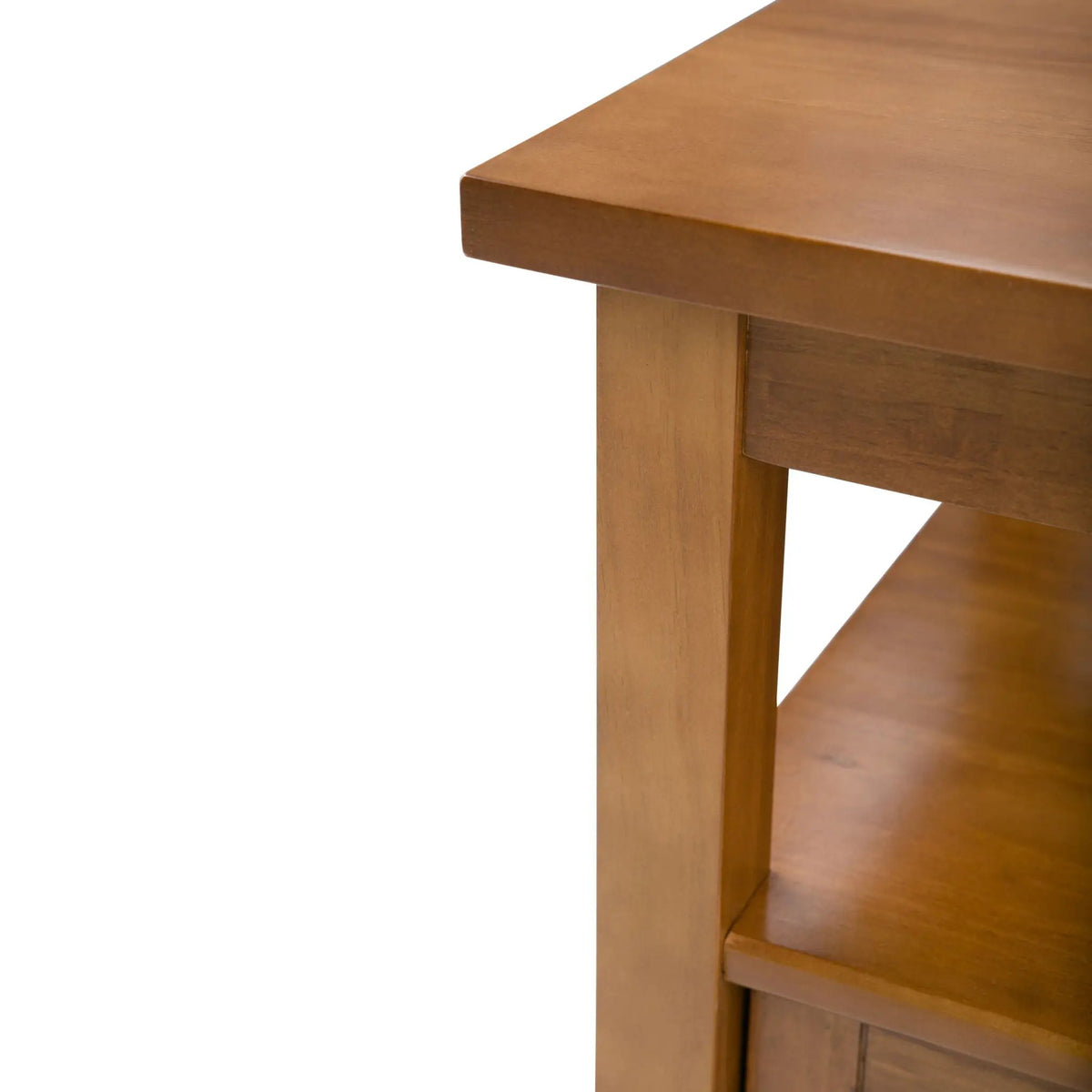 Warm Shaker Solid Wood Table | Bottom Drawer | Open Shelf Storage
