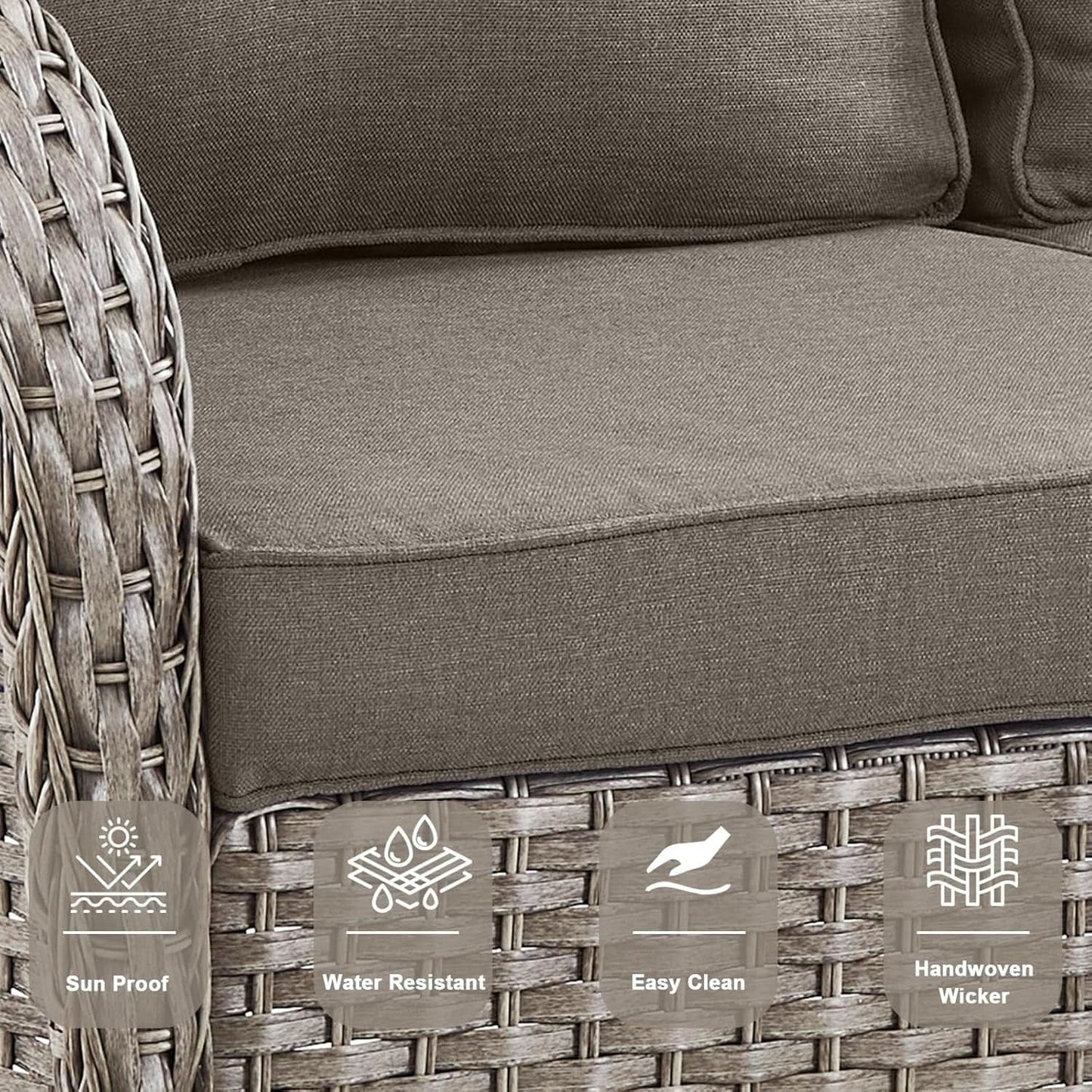 5 Piece Outdoor Patio Set Gray Wicker Swivel Rockers from PriceLows™