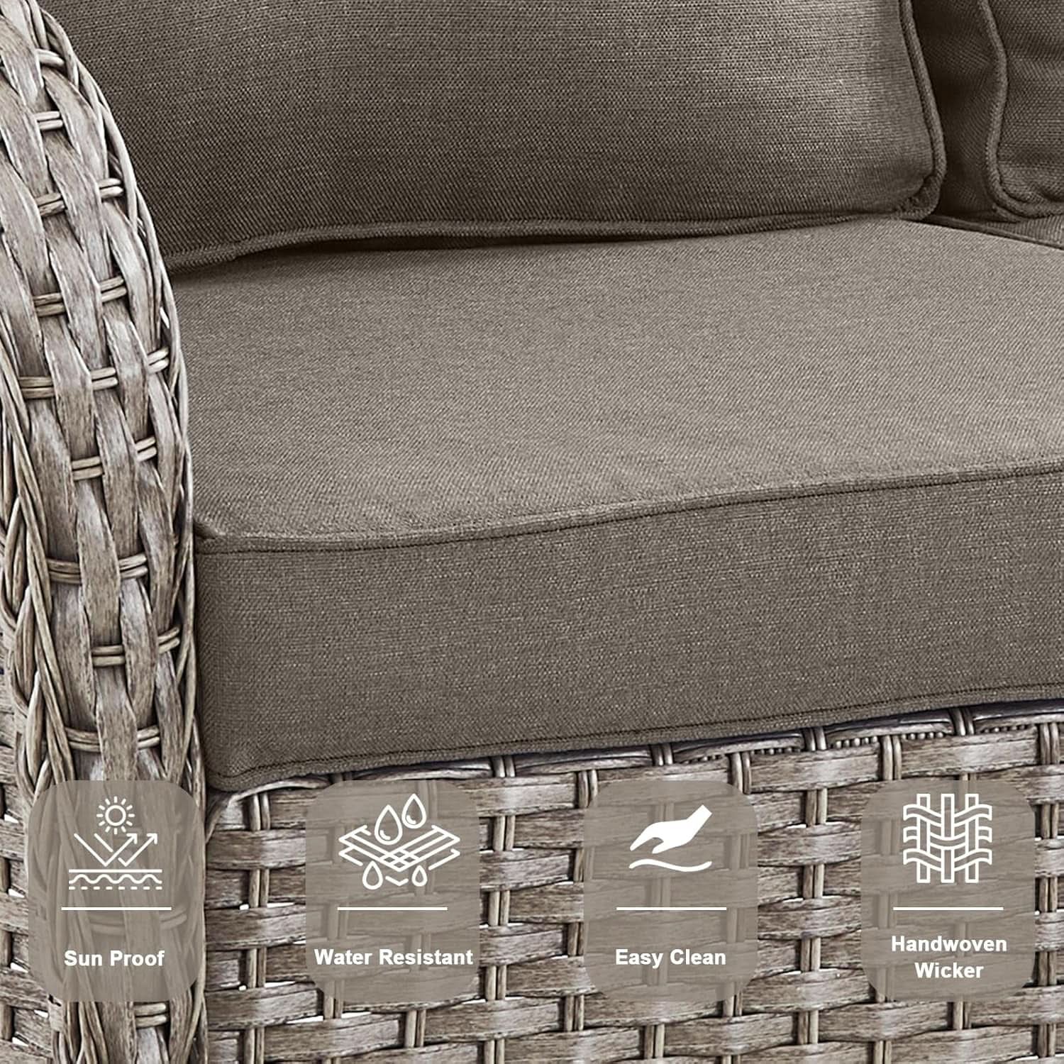 5 Piece Outdoor Patio Set Gray Wicker Swivel Rockers from PriceLows™