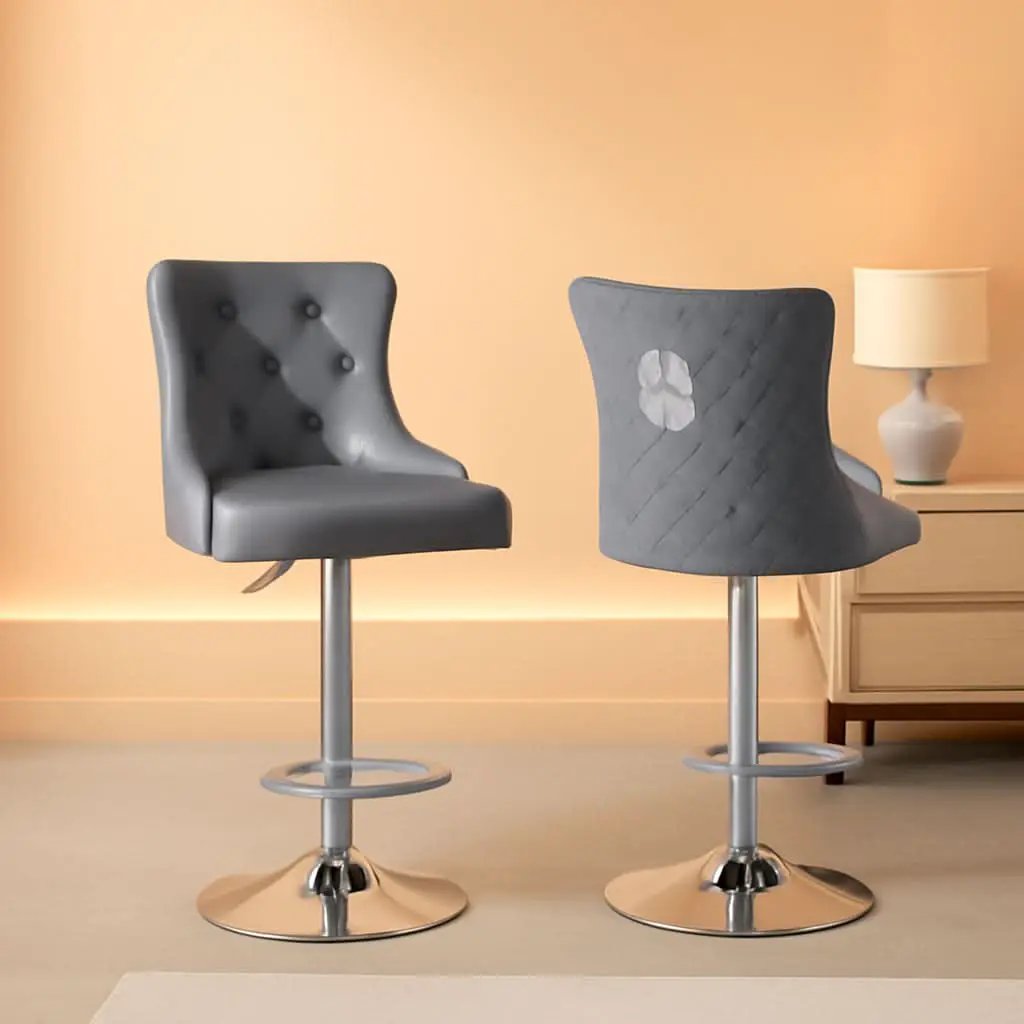 Velvet Adjustable Swivel Bar Stools Dark Grey Set Of 4 from PriceLows™