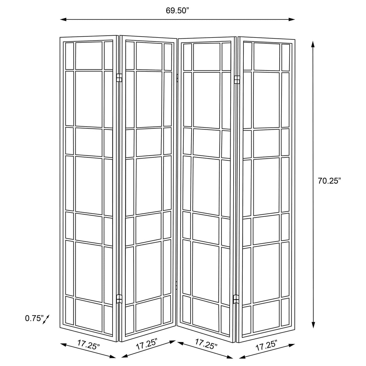 Catabella 4-Panel Room Divider Folding Shoji Screen Floral | 69.5 x 0.75 x 70.25 in | Fabric & Wood | Home