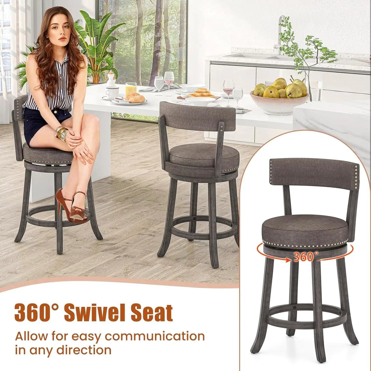 Swivel Bar Stools Set of Two for Kitchen from PriceLows™