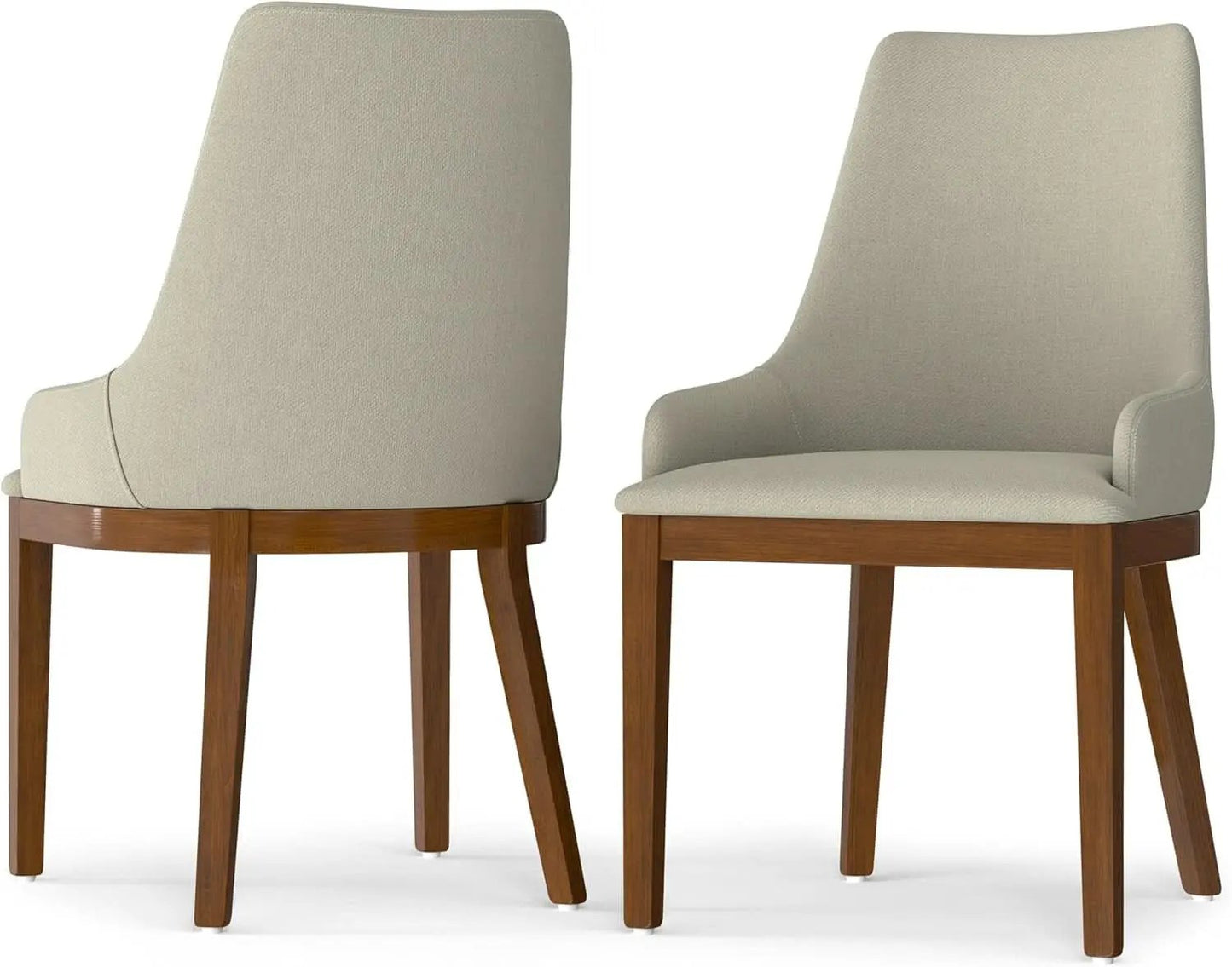 Stephanie Contemporary Dining Chair Set Of 2 In Natural Linen Look Fabric from PriceLows™