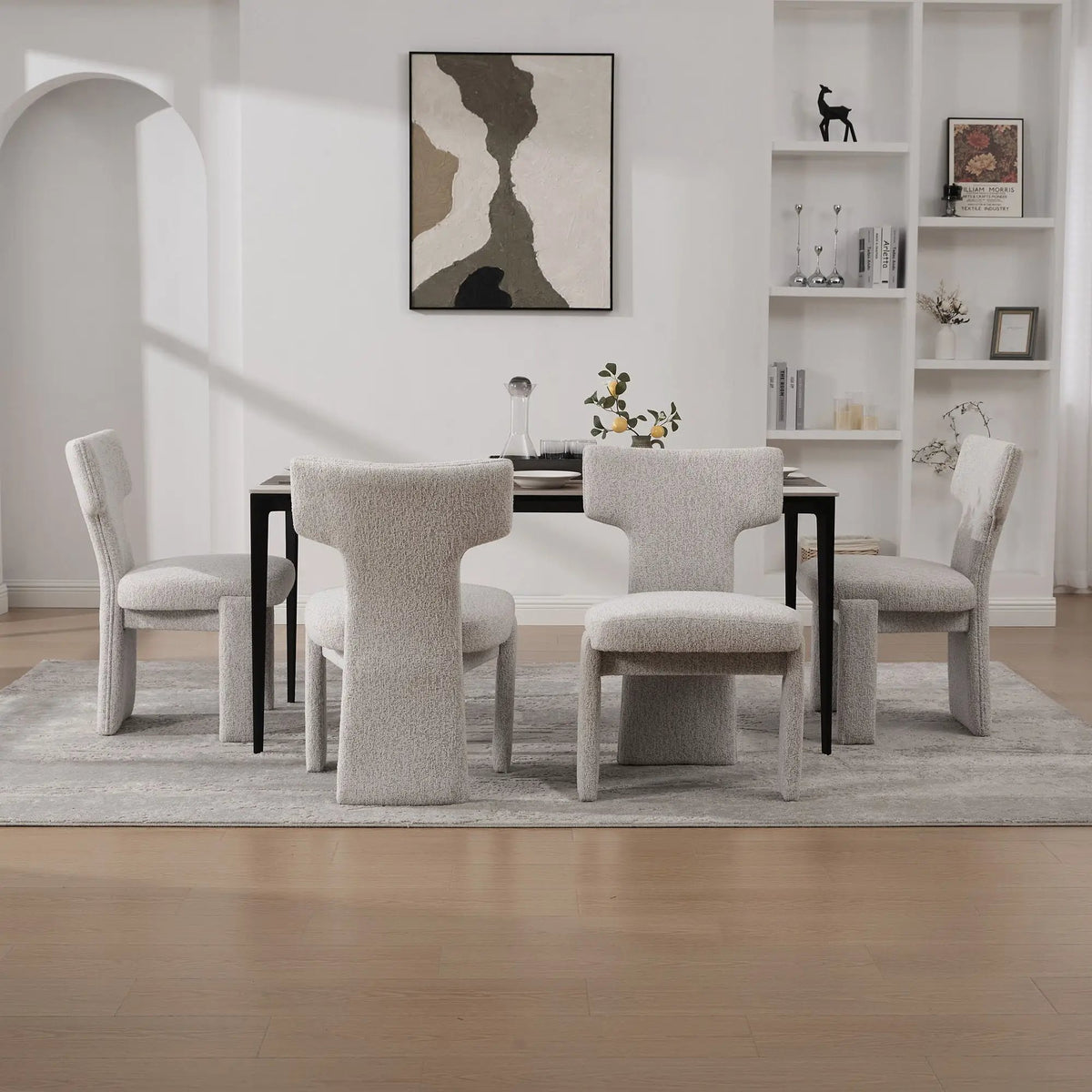 Armless Accent Chairs | Curved Back | Futuristic Design | Foam Padded Fabric