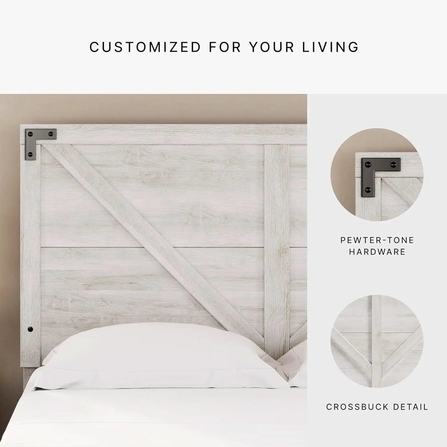 Modern Farmhouse Queen Headboard with Crossbuck Styling from PriceLows™
