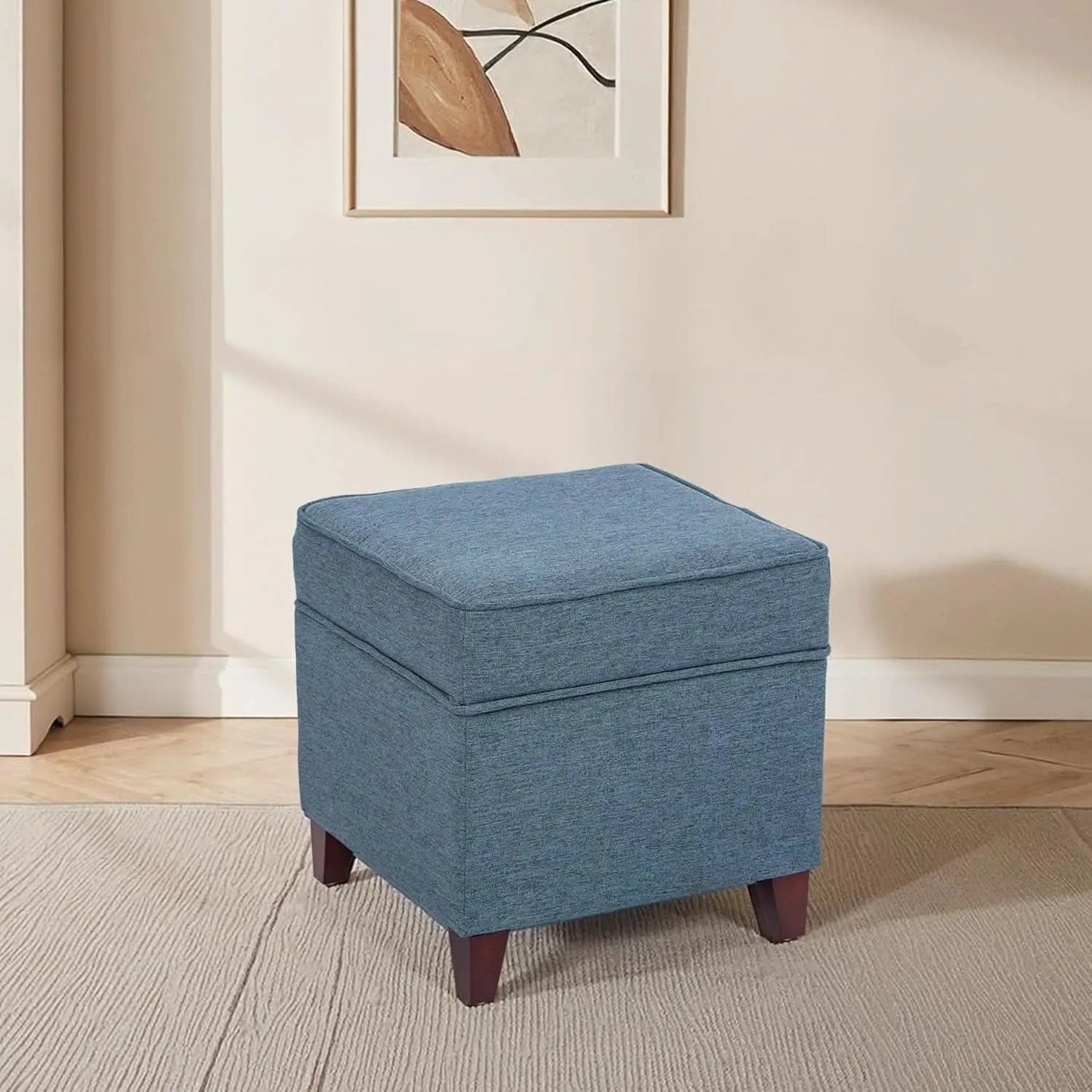 Seventeen Inch Electric Blue Storage Ottoman Hinged Lid from PriceLows™