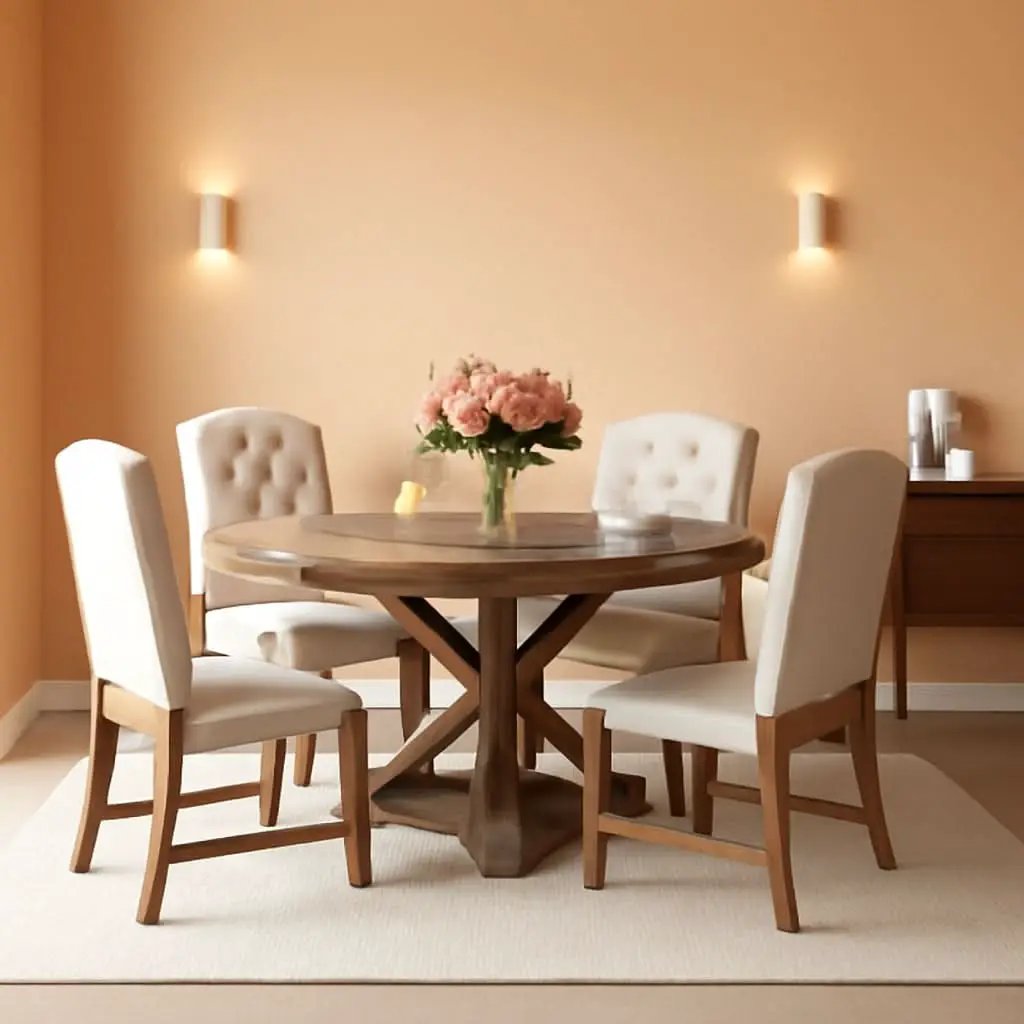 Circular Solid Wood DiningTable Set Four Extendable from PriceLows™