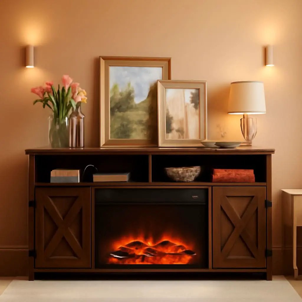 Rustic Fireplace TV Stand For 65 Inch TVs With Storage from PriceLows™