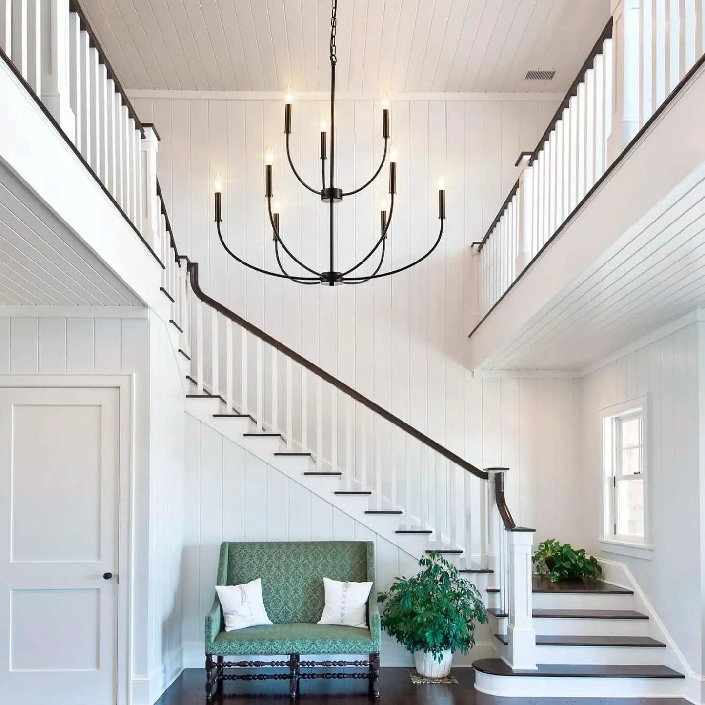 Nine Light Black Chandelier For Entryway Modern Farmhouse from PriceLows™