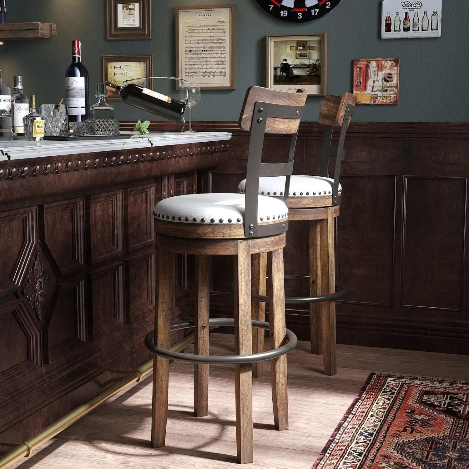 Valebeck 30 Inch Farmhouse Pub Height Bar Stool Brown from PriceLows™