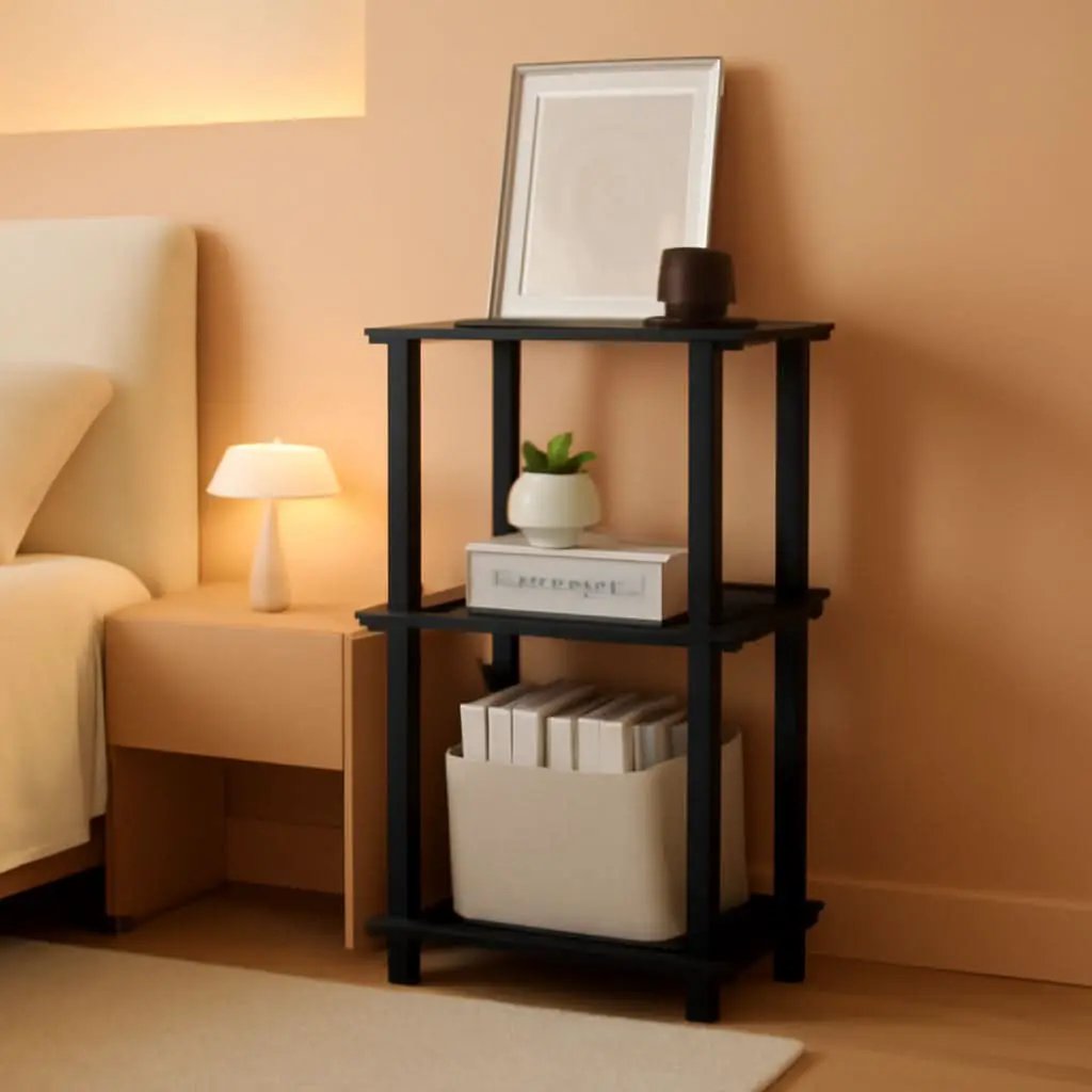 Compact Desk With Square Shelves For Home Office Printer from PriceLows™