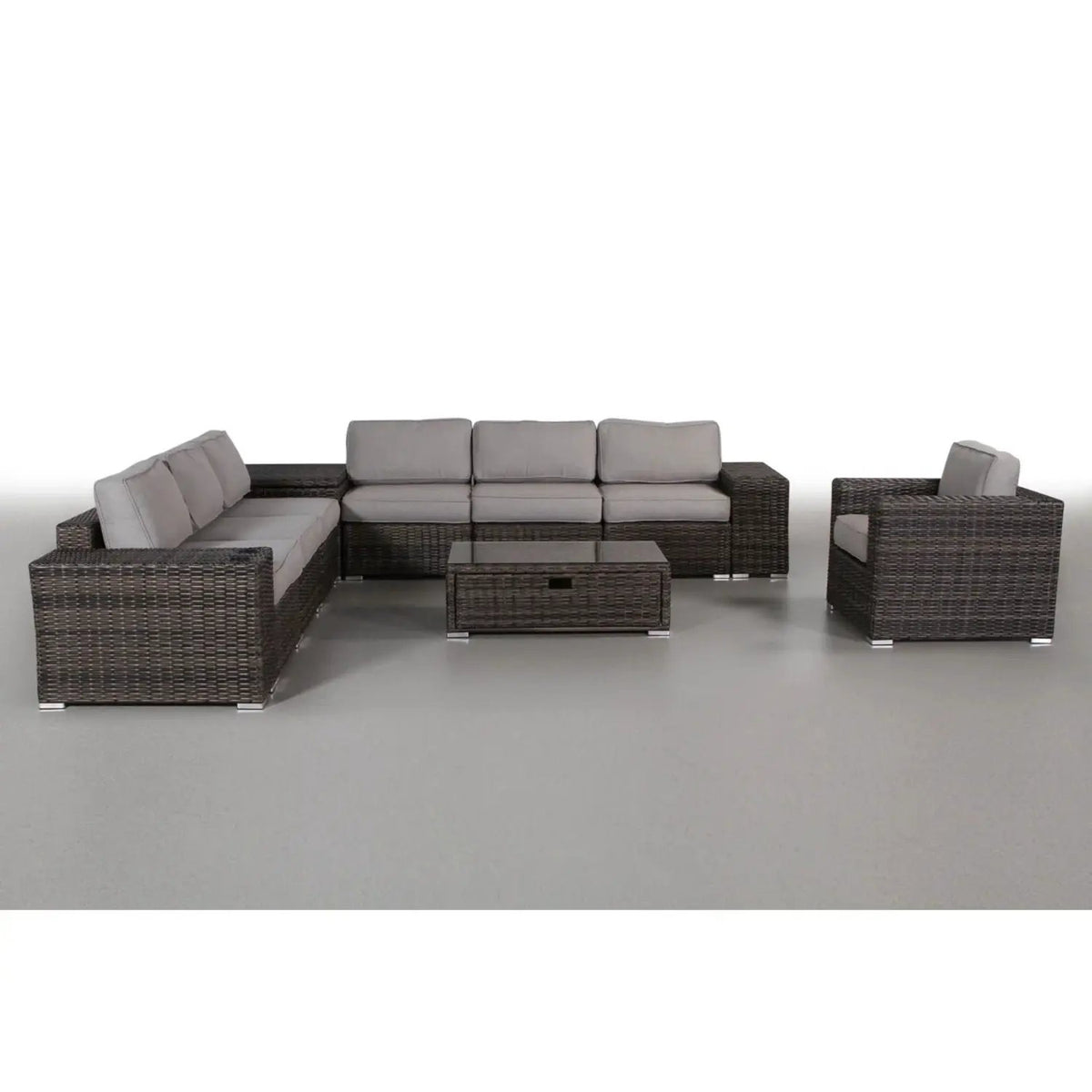 Patio Rattan Sectional Set | Half-Round HDPE Wicker | Rustproof Aluminum Frame | Fully Assembled