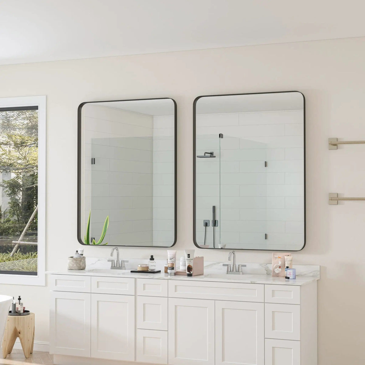 Wall Mirror Rectangular Mirror Metal Framed Mirror Vanity Mirror Dressing Mirror | 2 Pieces | Metal | Bedroom
