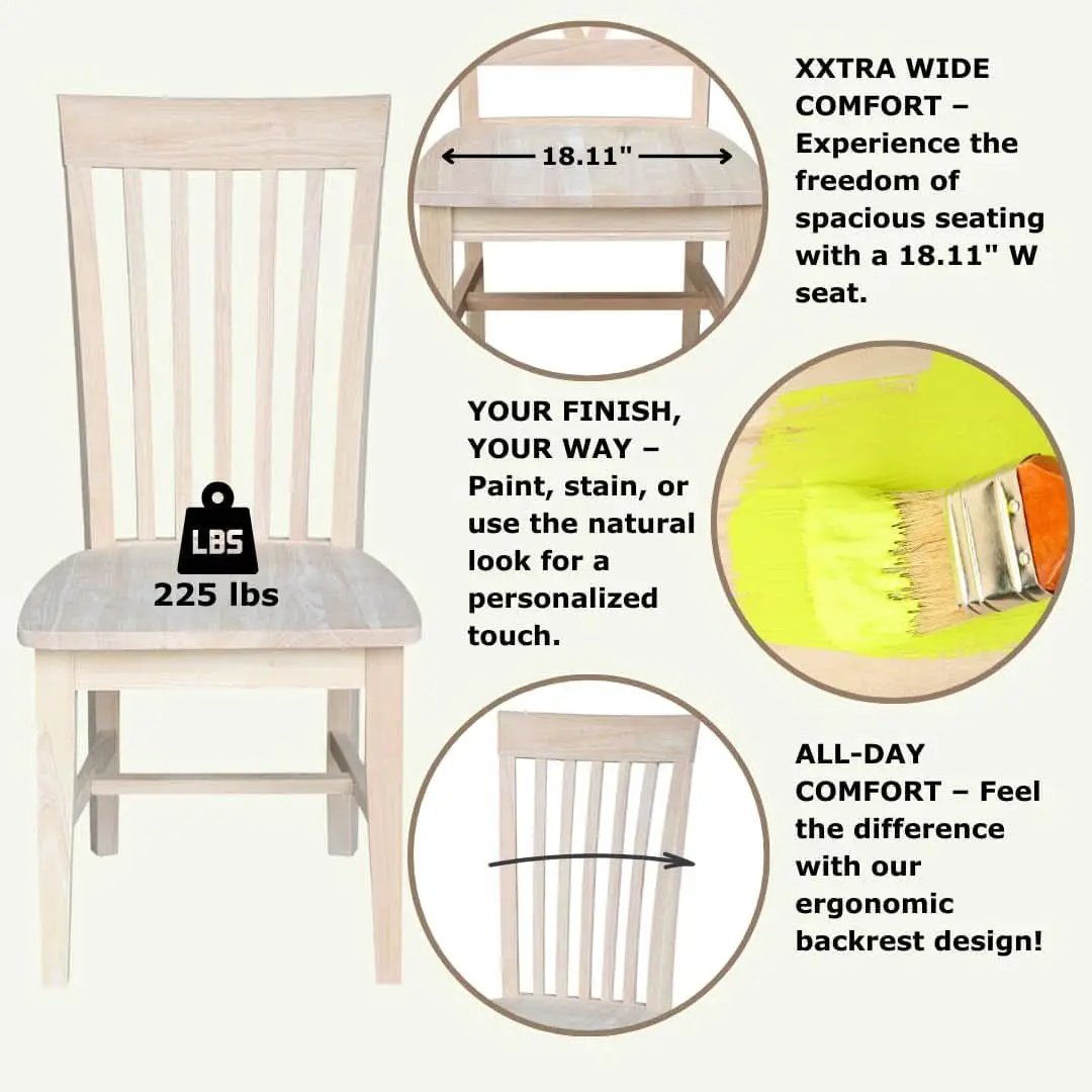 Set Of 2 Tall Mission Dining Chairs Unfinished Parawood from PriceLows™