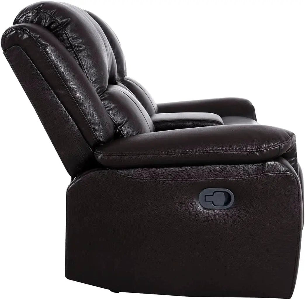 Oversized Espresso Leather Recliner Loveseat For Home Theater from PriceLows™