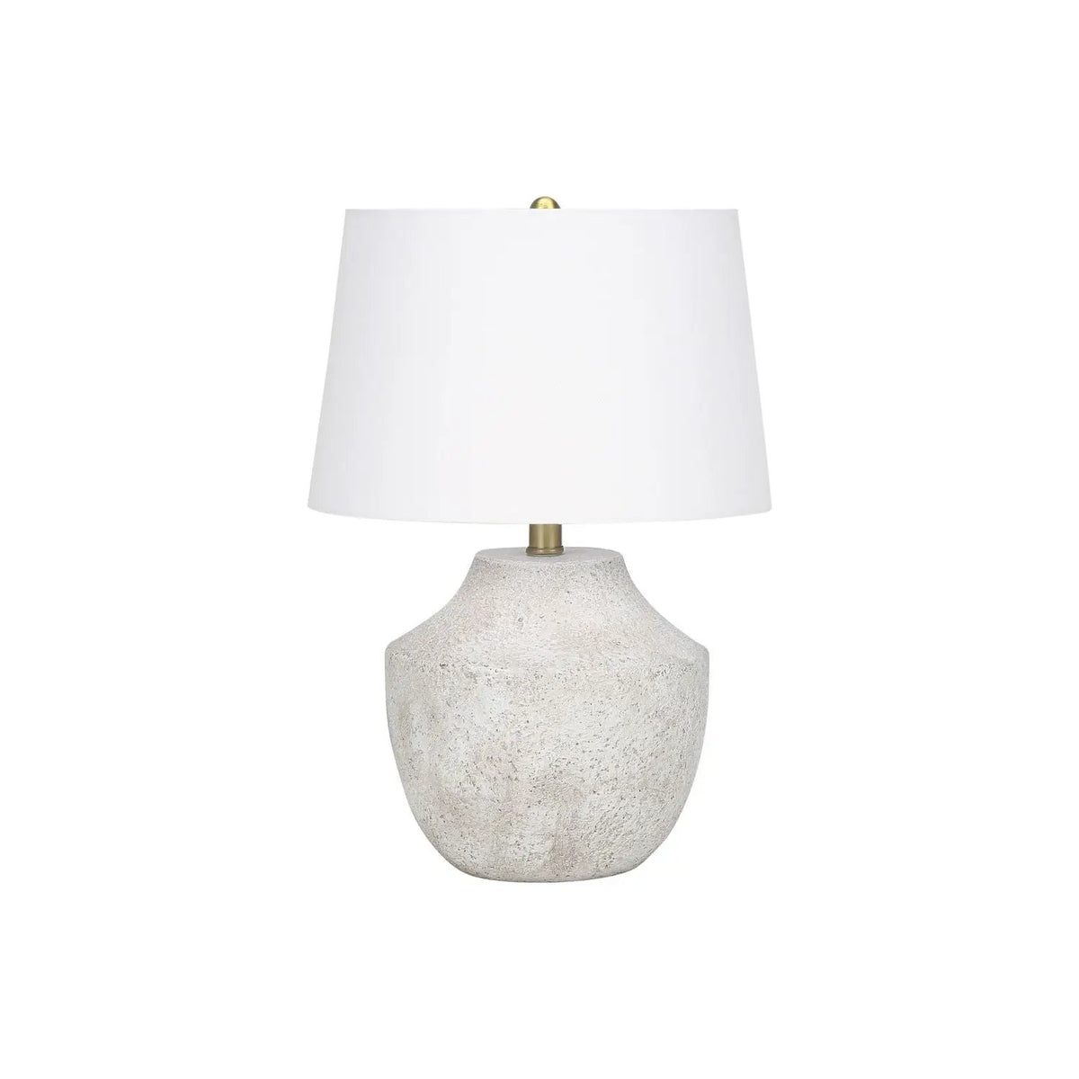 Cream Concrete Table Lamp | Urn-Shaped Base | 20 Inch Height | Gold Finial