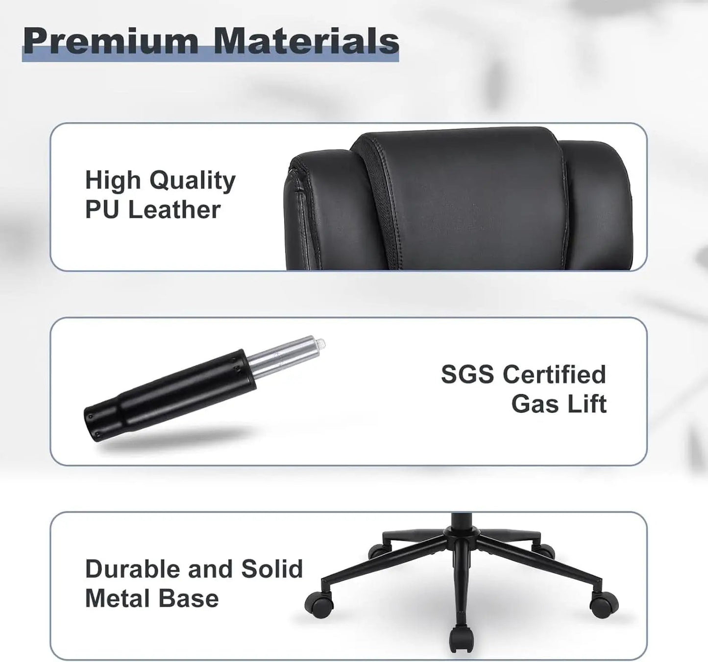 Black Leather Office Chair With Flip Up Armrests And Wheels from PriceLows™