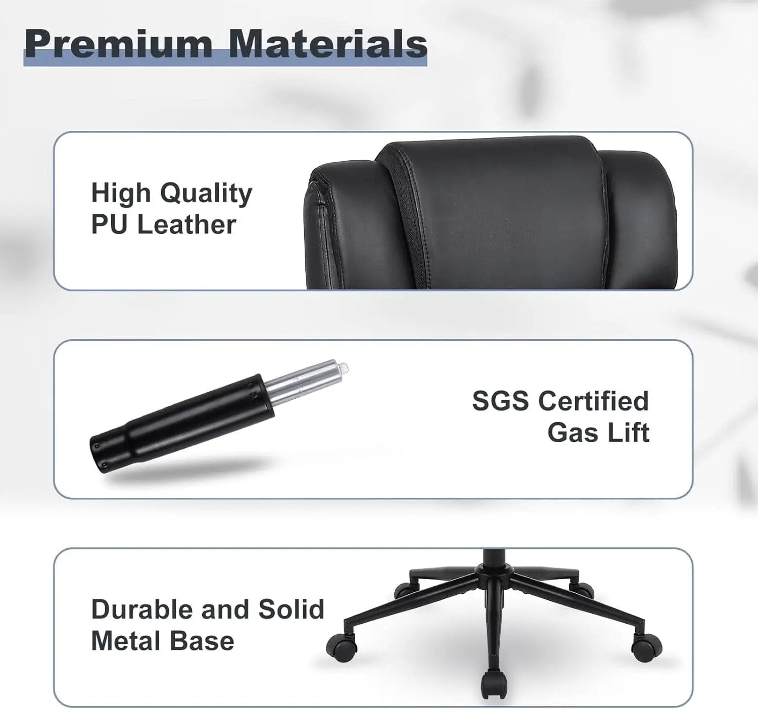 Black Leather Office Chair With Flip Up Armrests And Wheels from PriceLows™