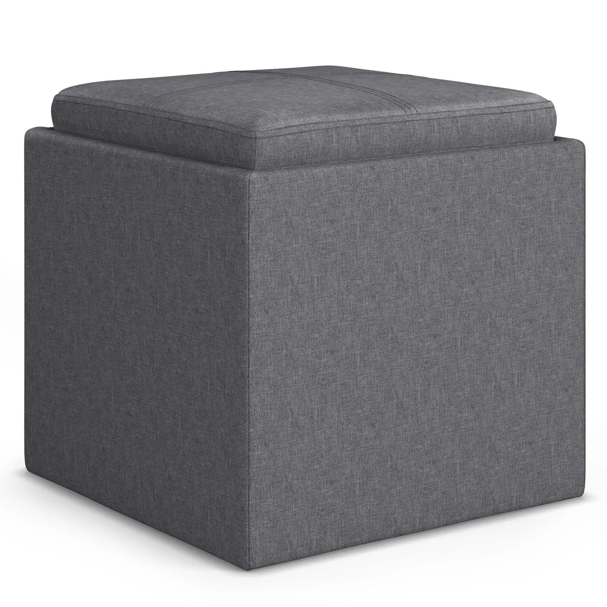 Rockwood Upholstered Cube Ottoman | Flip Over Serving Tray | Large Interior Storage | 16.9 Inch Cube