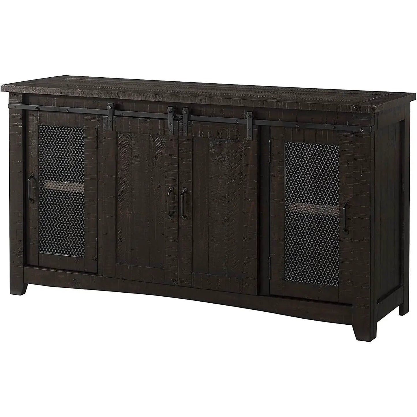 Espresso TV Stand With Sliding Barn Doors Solid Pine from PriceLows™