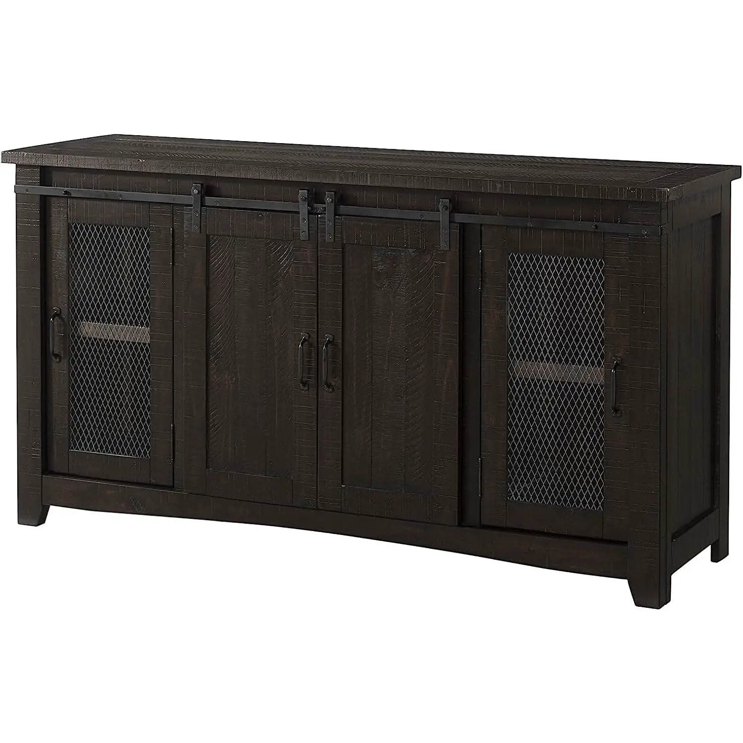Espresso TV Stand With Sliding Barn Doors Solid Pine from PriceLows™
