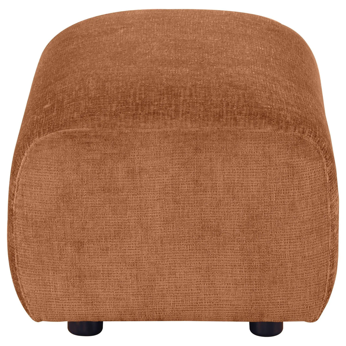 Burnett Chenille Upholstered Ottoman | 32.5 x 22.5 x 17.75 in | Rubberwood & Engineered Wood | Burnt Orange