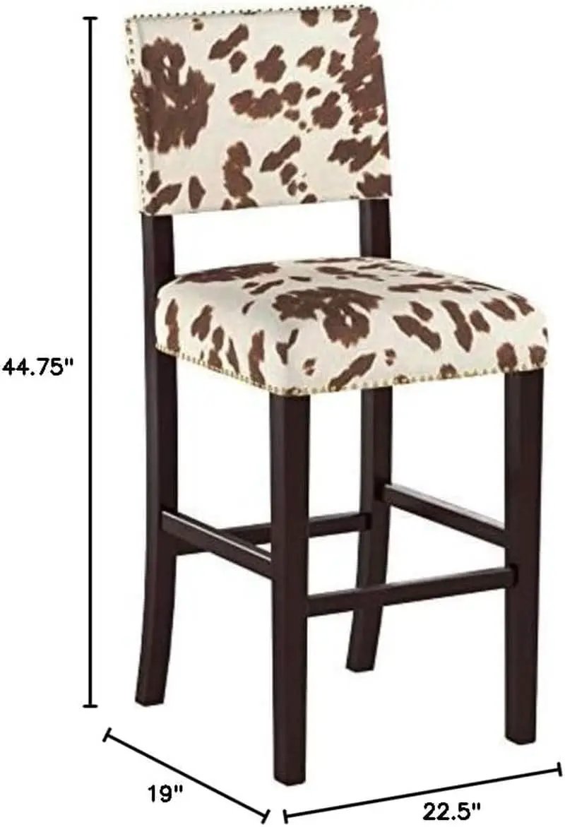 Stylish Cowhide Print Bar Stool with Comfortable Padded Seat from PriceLows™