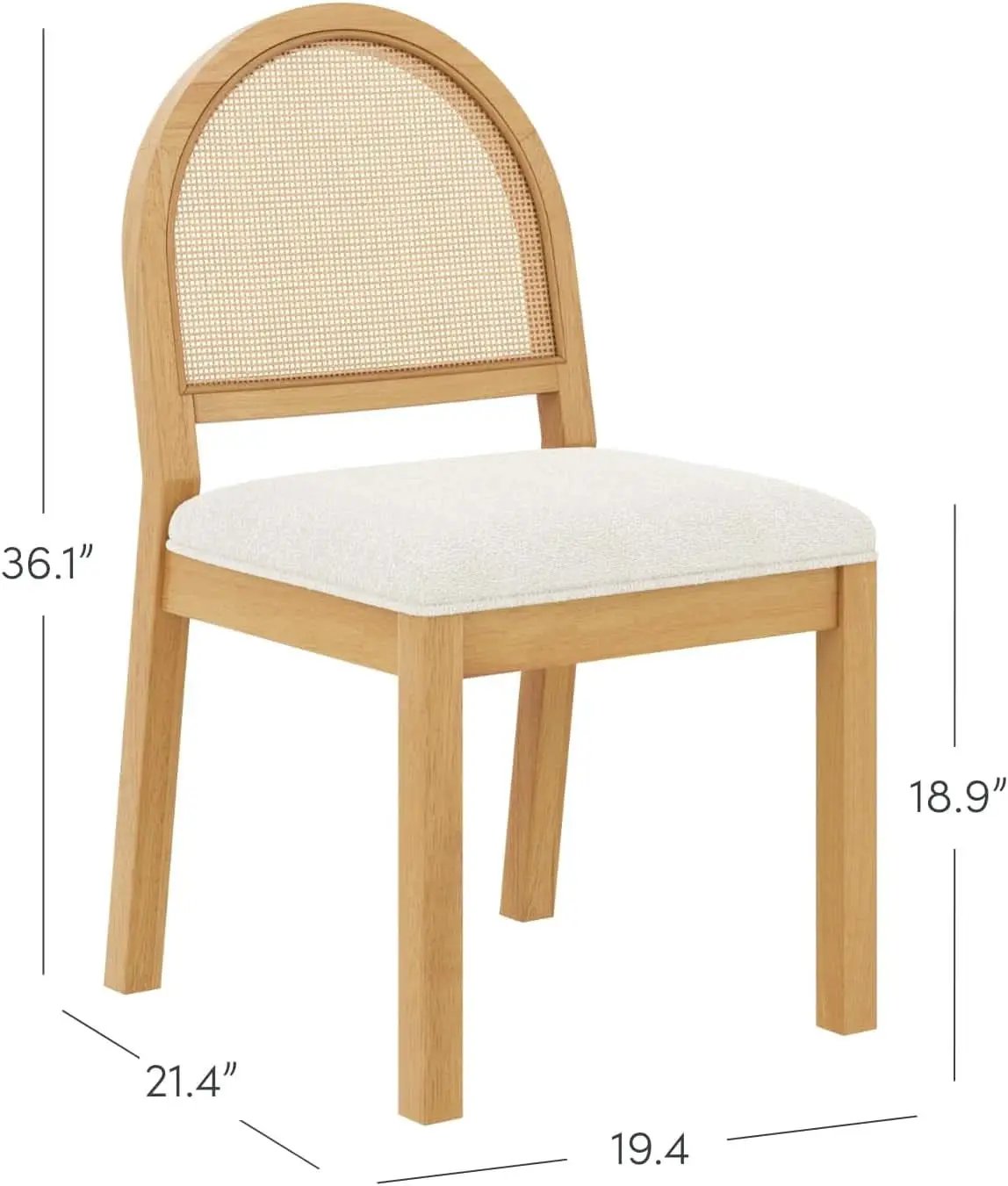 Bailey 19 Inch Boucle Dining Chair With Rattan Back And Wood Legs from PriceLows™