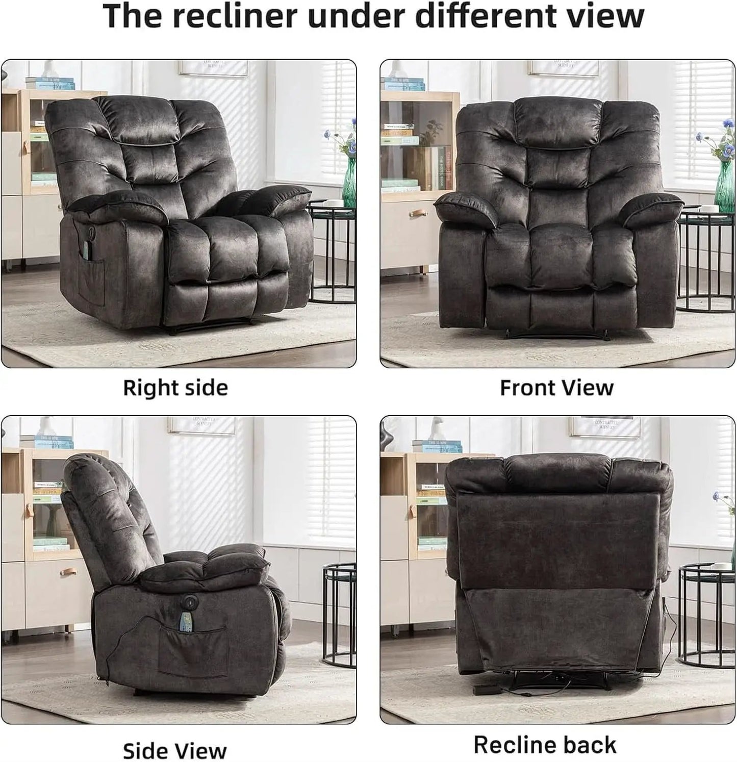 Oversized 41 Inch Power Recliner With Massage And Heat