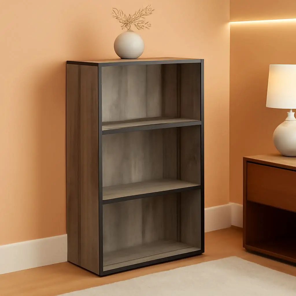Pasir 3 Tier Open Shelf Bookcase in French Oak Grey from PriceLows™