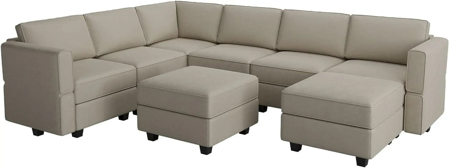 Modular U Shaped Sectional Sofa Grey Velvet With Storage from PriceLows™