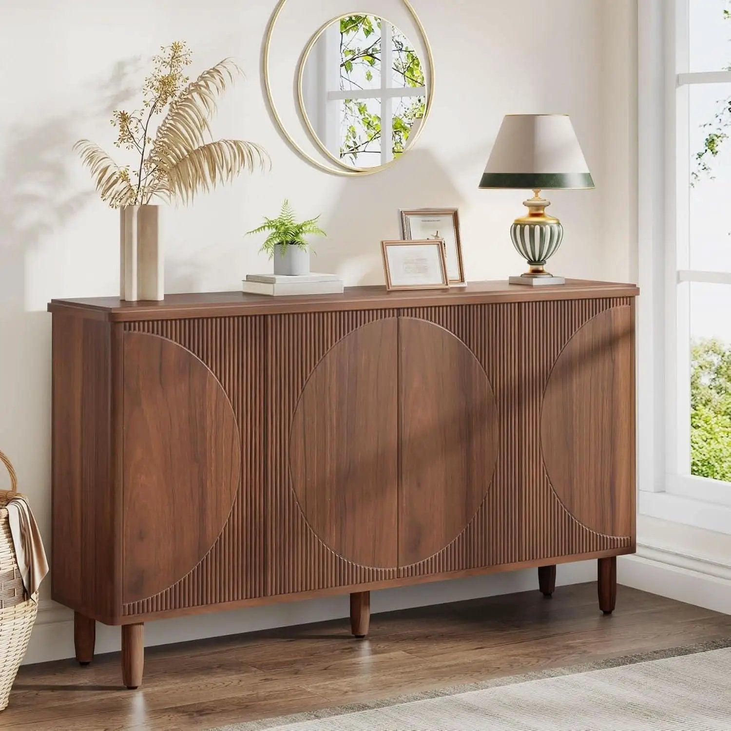 Brown Buffet Cabinet Sideboard With Storage Doors Modern from PriceLows™