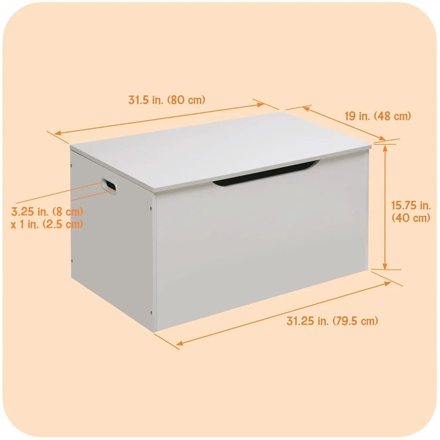 White Toy Storage Chest Bench FourCubicFeet FlipTopLid from PriceLows™