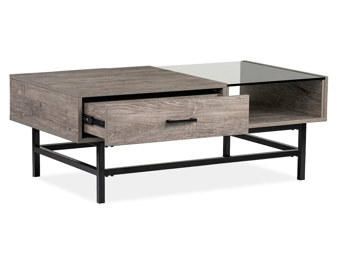 Fenwick Rectangular End Table | Whitetail Brown Finish | Matte Black Metal | Industrial Style