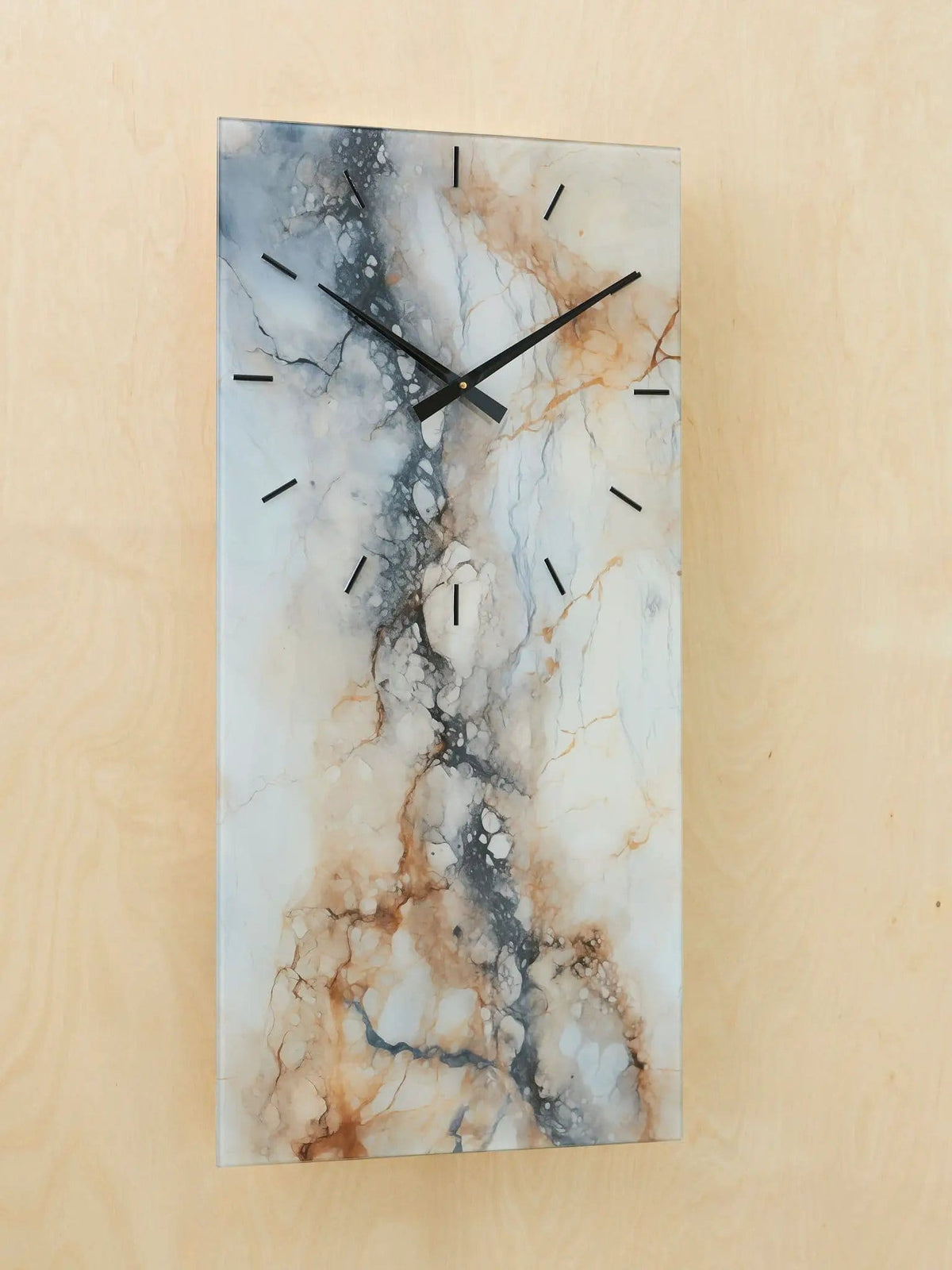 Teague Wall Clock | 2 Pieces | Marble & Glass | Home