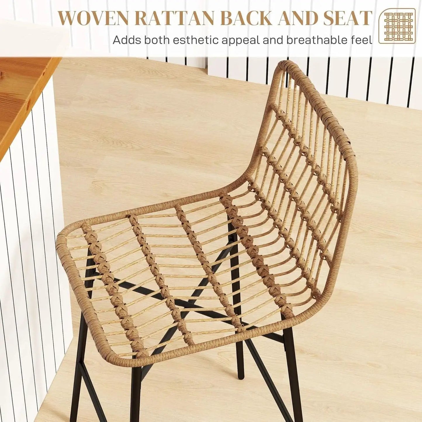 Rattan Counter Height Bar Stools Set Of 2 26 Inch Brown from PriceLows™