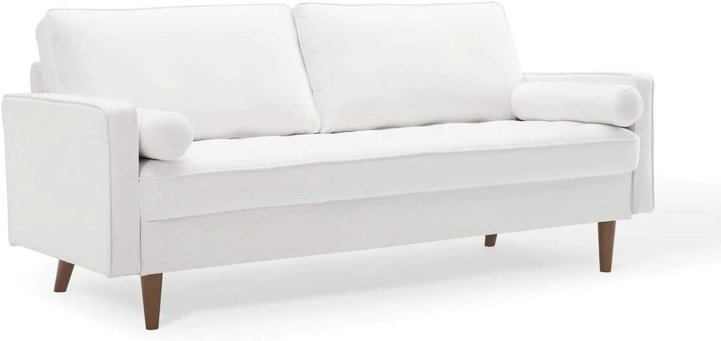 Valour Performance Velvet Sofa White Mid Century Modern from PriceLows™
