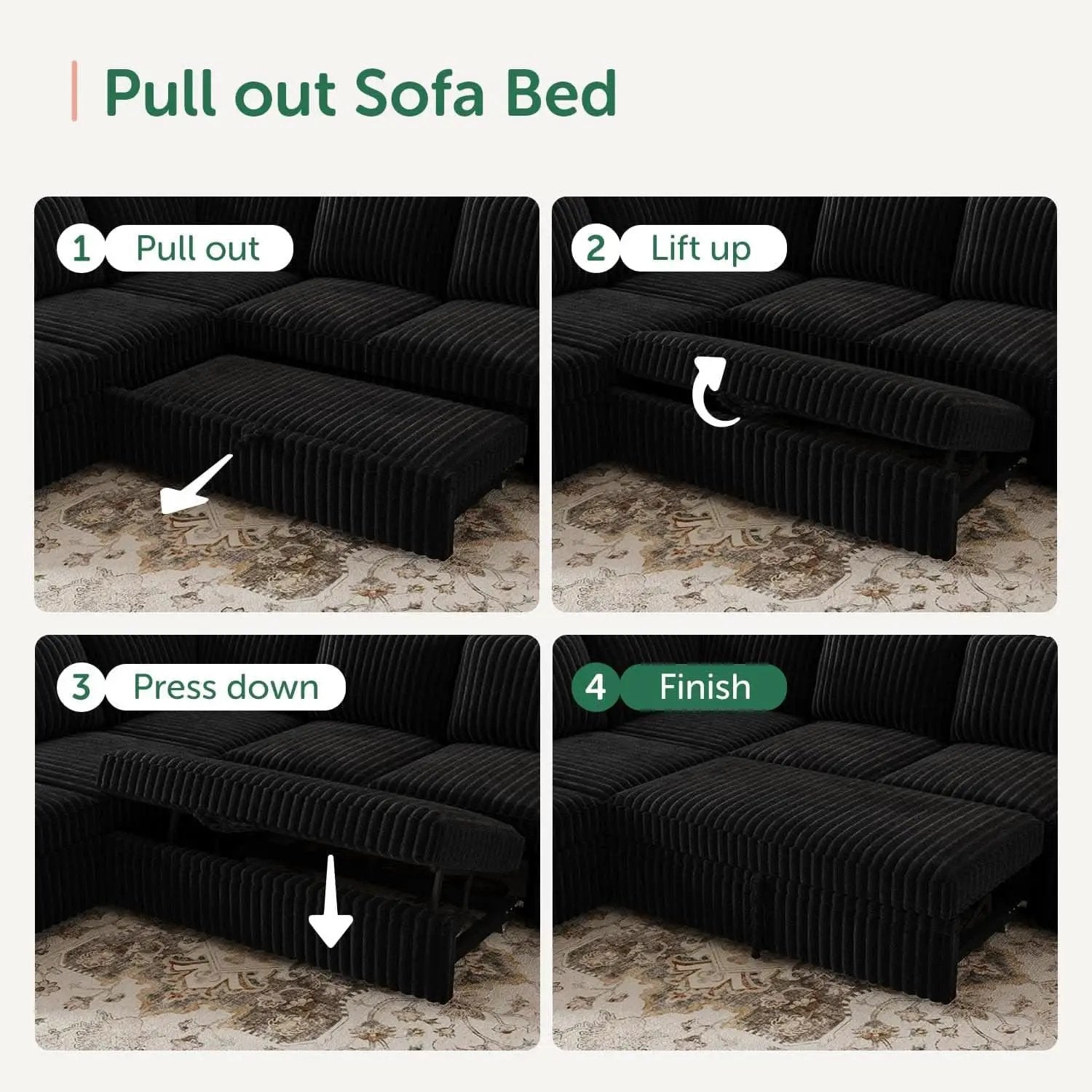 Modular Sleeper Sectional Sofa Charcoal With Storage from PriceLows™