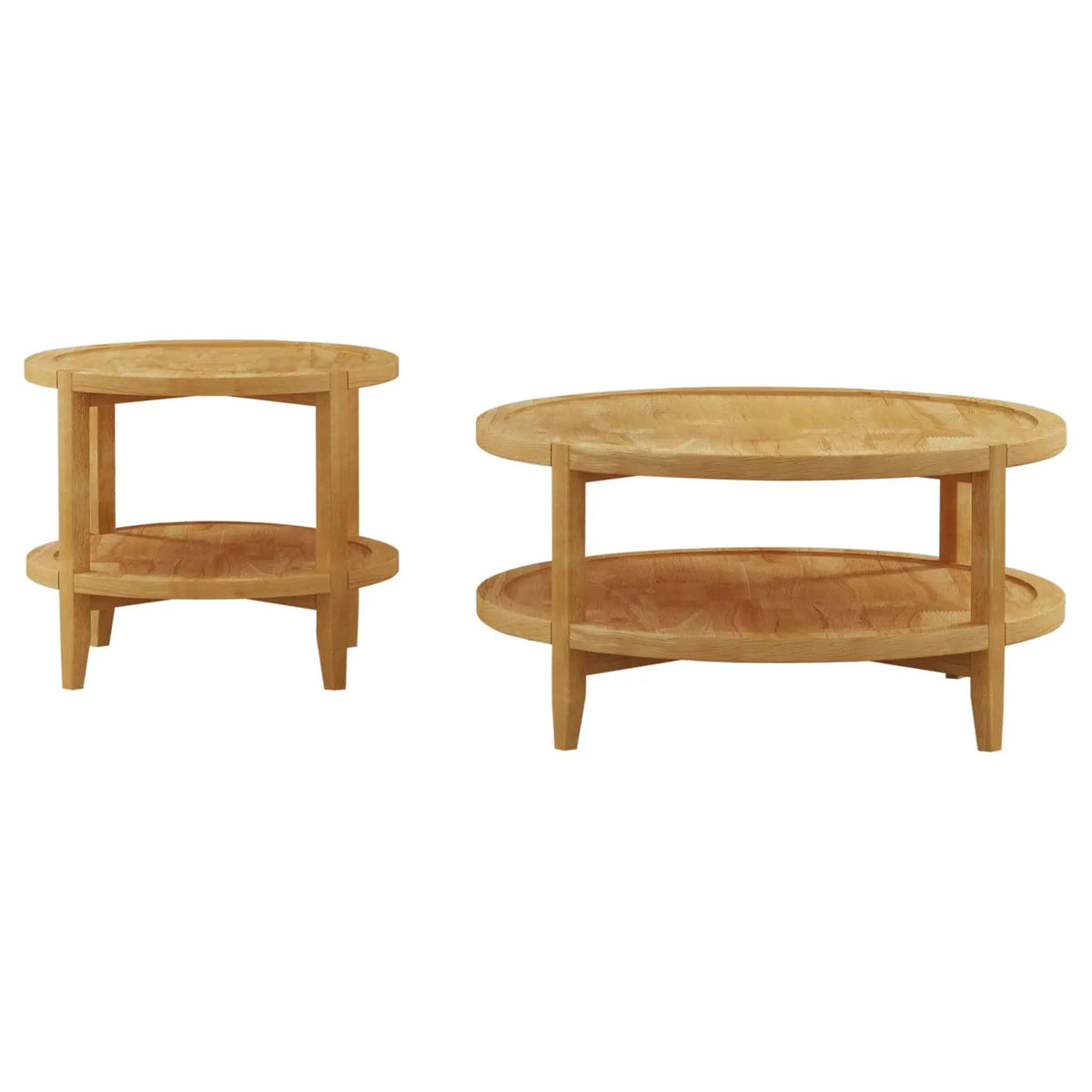 Camillo 2-piece Round Coffee and End Table Set Maple | 2-Piece Set | Rubberwood | Dining Room