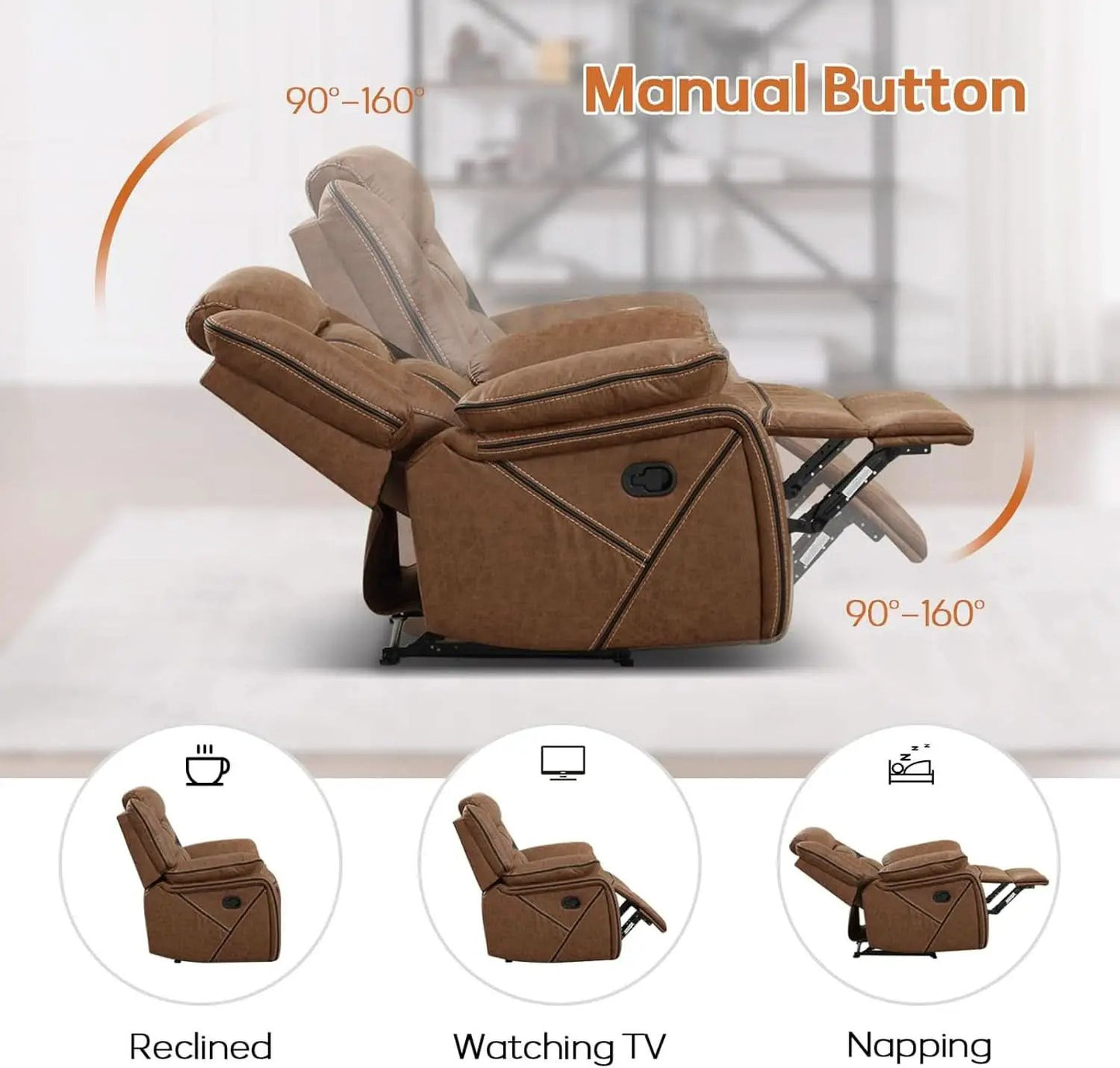 Brown Faux Leather Loveseat Dual Recliners Center Console from PriceLows™