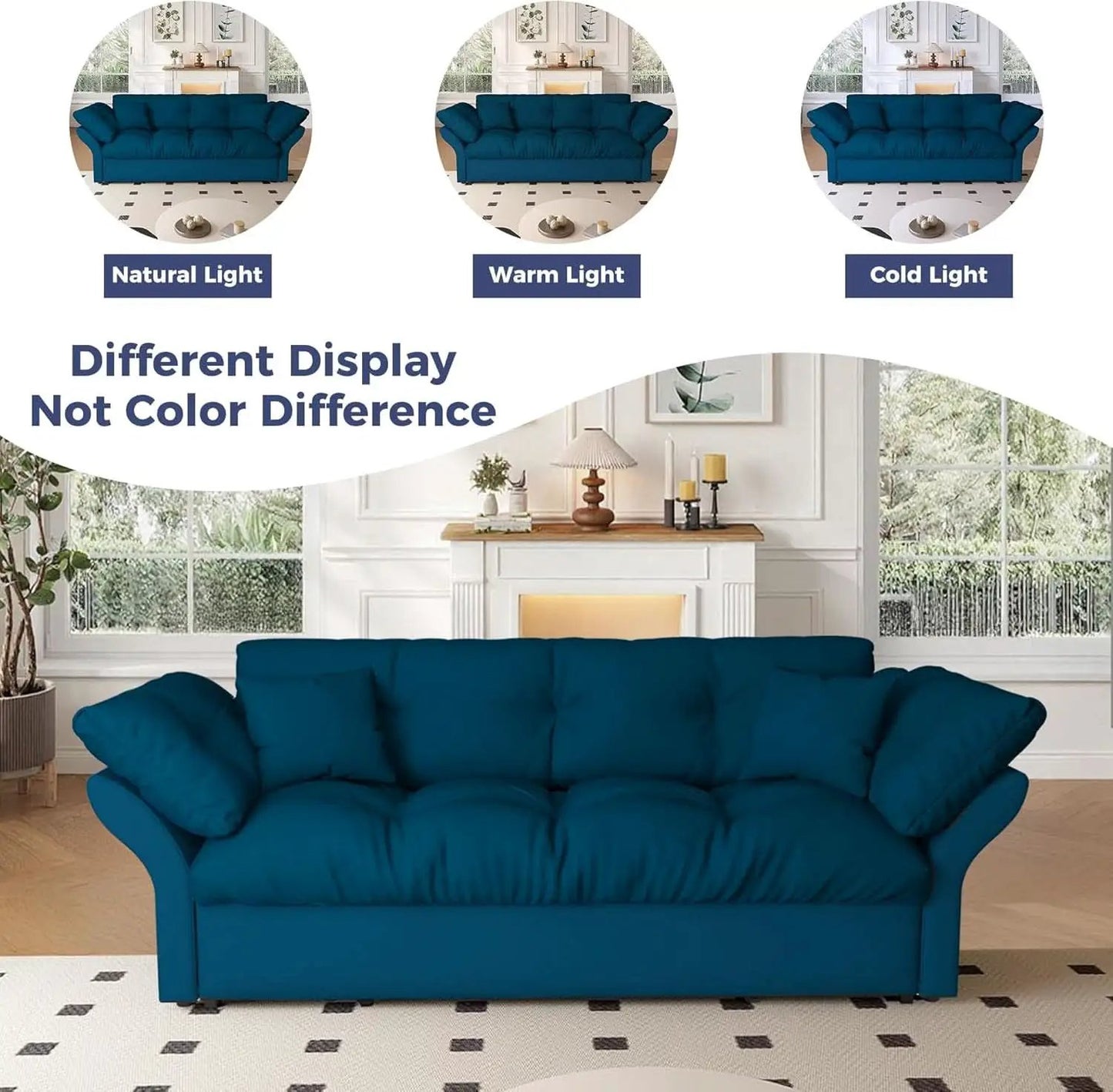 Blue Queen Size Three In One Convertible Sleeper Sofa from PriceLows™