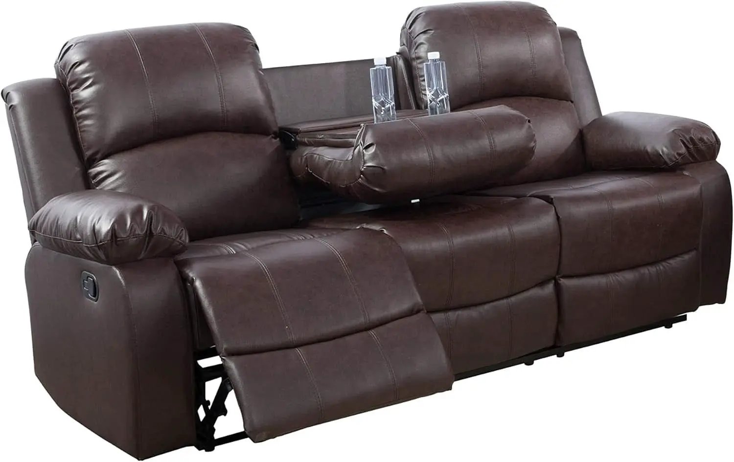 Brown Bonded Leather Manual Reclining Living Room Sofa Set from PriceLows™