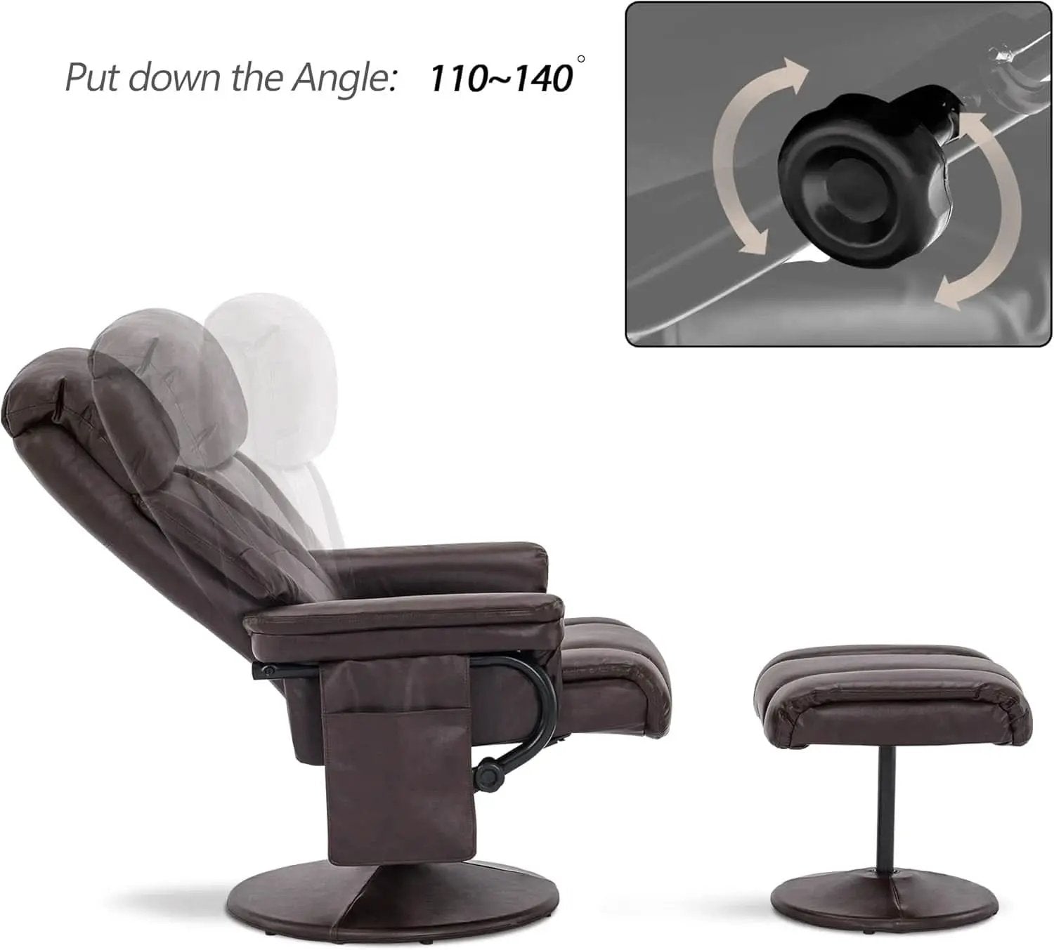 Swivel Recliner With Ottoman Massage Dark Brown Chair from PriceLows™