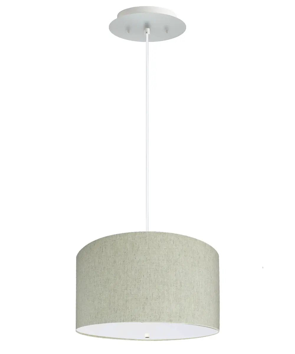 2 Light Pendant | 16" Width | Textured Oatmeal Shade With Diffuser | White Cord