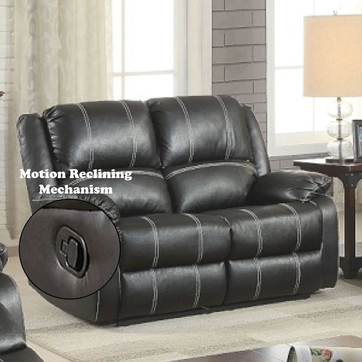 Zuriel Recliner Loveseat | Synthetic Finish | Motion Reclining Mechanism | Classic Style