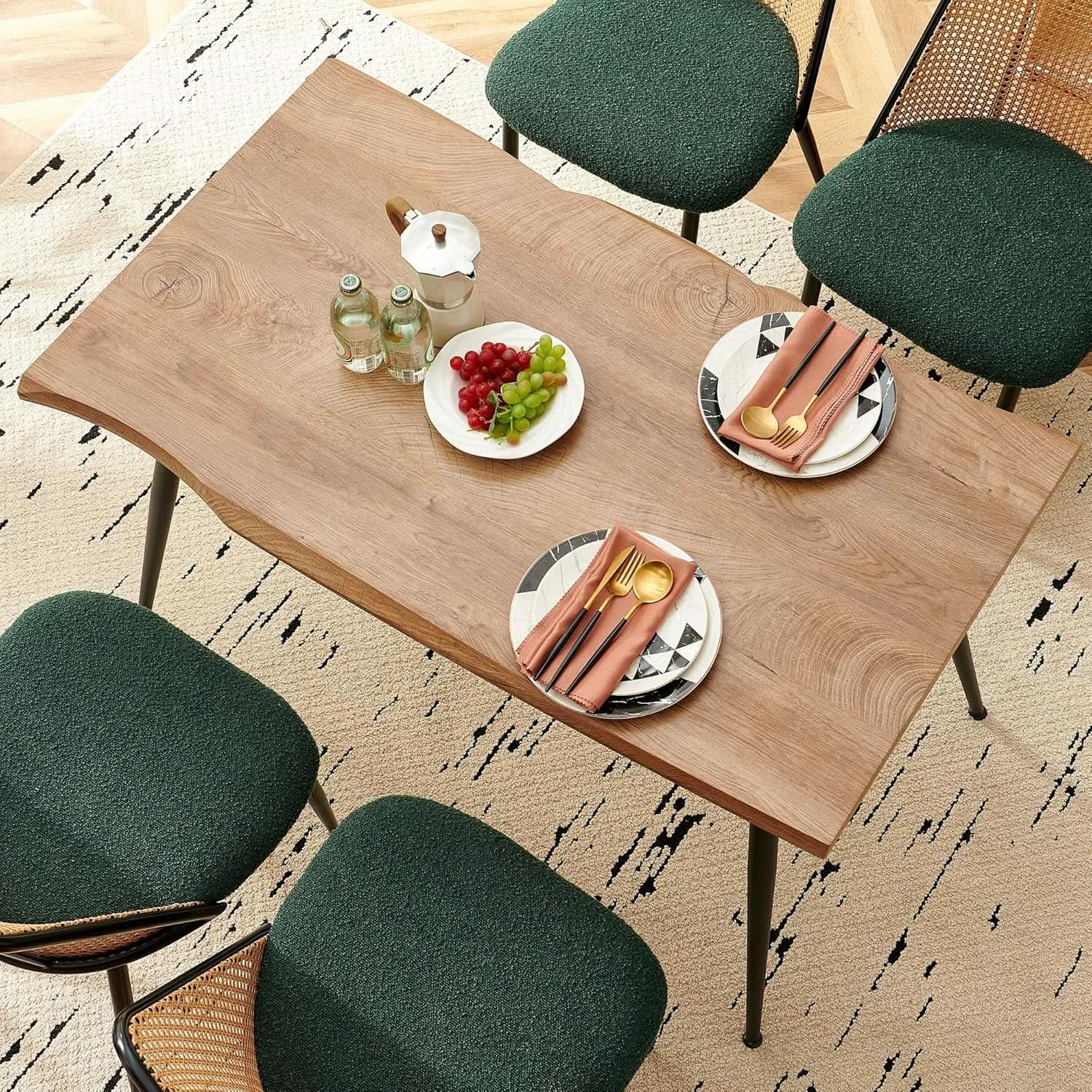 Elegant Walnut Finish 47 Inches Dining Table Set Four from PriceLows™