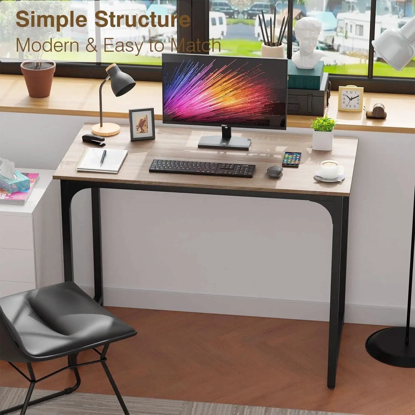 39 Inch Computer Desk Nature Wood Home Office Writing Table from PriceLows™
